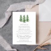 Het Waterverf Pine Tree Forest Wedding Collectie Informatiekaartje