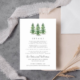 Het Waterverf Pine Tree Forest Wedding Collectie Informatiekaartje