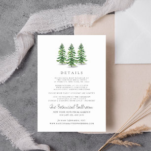 Het Waterverf Pine Tree Forest Wedding Collectie Informatiekaartje