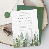 Het Waterverf Pine Tree Forest Wedding Collectie Kaart