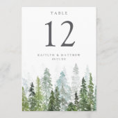 Het Waterverf Pine Tree Forest Wedding Collectie Kaart (Achterkant)