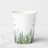 Het Waterverf Pine Tree Forest Wedding Collectie Papieren Bekers (Rechts)