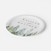 Het Waterverf Pine Tree Forest Wedding Collectie Papieren Bordje (Gekanteld)