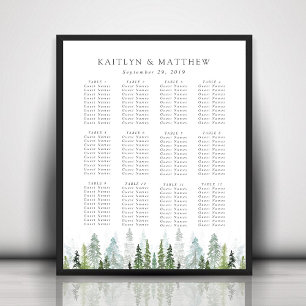 Het Waterverf Pine Tree Forest Wedding Collectie Poster