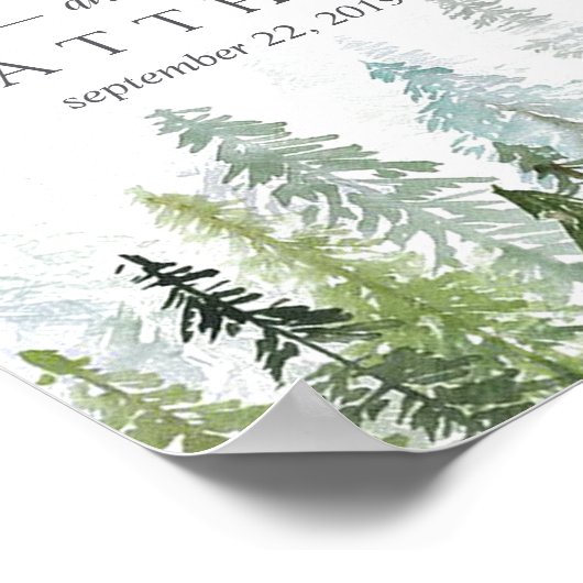 Het Waterverf Pine Tree Forest Wedding Collectie Poster (Hoek)