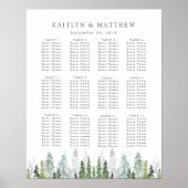 Het Waterverf Pine Tree Forest Wedding Collectie Poster (Voorkant)