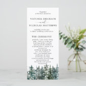 Het Waterverf Pine Tree Forest Wedding Collectie Programmakaart (Staand voorkant)