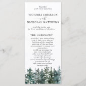 Het Waterverf Pine Tree Forest Wedding Collectie Programmakaart (Voorkant)