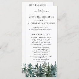 Het Waterverf Pine Tree Forest Wedding Collectie Programmakaart