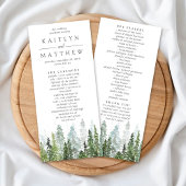 Het Waterverf Pine Tree Forest Wedding Collectie Programmakaart