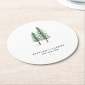Het Waterverf Pine Tree Forest Wedding Collectie Ronde Kartonnen Onderzetter (Gebogen)