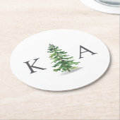 Het Waterverf Pine Tree Forest Wedding Collectie Ronde Kartonnen Onderzetter (Gebogen)