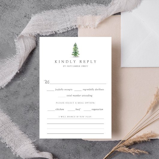Het Waterverf Pine Tree Forest Wedding Collectie RSVP Kaartje