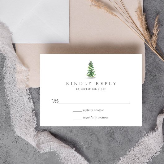 Het Waterverf Pine Tree Forest Wedding Collectie RSVP Kaartje