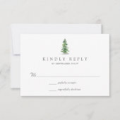 Het Waterverf Pine Tree Forest Wedding Collectie RSVP Kaartje (Voorkant)