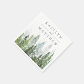 Het Waterverf Pine Tree Forest Wedding Collectie Servet (Hoek)