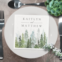Het Waterverf Pine Tree Forest Wedding Collectie