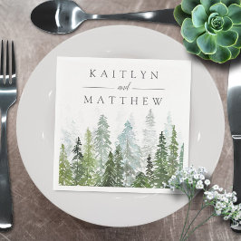 Het Waterverf Pine Tree Forest Wedding Collectie Servet