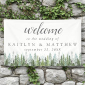 Het Waterverf Pine Tree Forest Wedding Collectie Spandoek