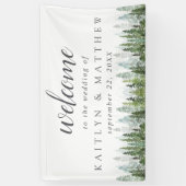 Het Waterverf Pine Tree Forest Wedding Collectie Spandoek (Verticaal)