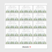 Het Waterverf Pine Tree Forest Wedding Collectie Sticker (Vel)