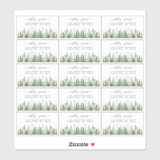 Het Waterverf Pine Tree Forest Wedding Collectie Sticker (Vel)