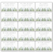Het Waterverf Pine Tree Forest Wedding Collectie Sticker (Voorkant)
