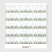 Het Waterverf Pine Tree Forest Wedding Collectie Sticker (Vel)