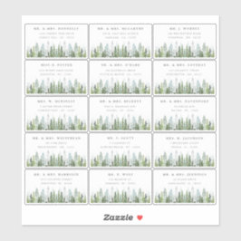 Het Waterverf Pine Tree Forest Wedding Collectie Sticker