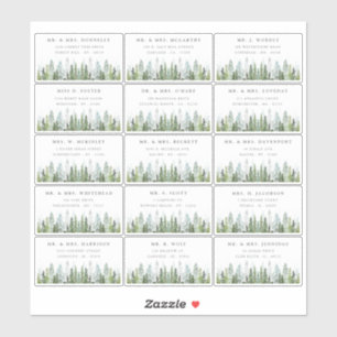 Het Waterverf Pine Tree Forest Wedding Collectie Sticker