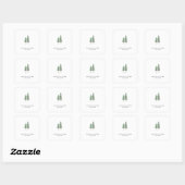 Het Waterverf Pine Tree Forest Wedding Collectie Vierkante Sticker (Vel)