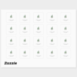 Het Waterverf Pine Tree Forest Wedding Collectie Vierkante Sticker