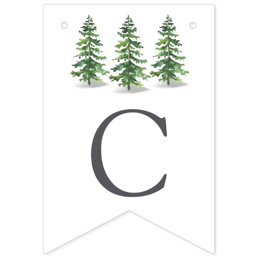 Het Waterverf Pine Tree Forest Wedding Collectie Vlaggetjes (Eerste vlag)