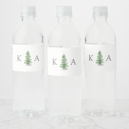 Het Waterverf Pine Tree Forest Wedding Collectie Waterfles Etiket