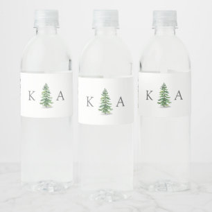 Het Waterverf Pine Tree Forest Wedding Collectie Waterfles Etiket