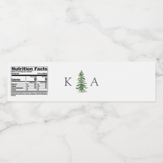Het Waterverf Pine Tree Forest Wedding Collectie Waterfles Etiket (Enkel label)