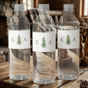 Het Waterverf Pine Tree Forest Wedding Collectie Waterfles Etiket