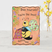 Het watteren de Gelukkige Verjaardag van de Bij Kaart (Gele Bloem)