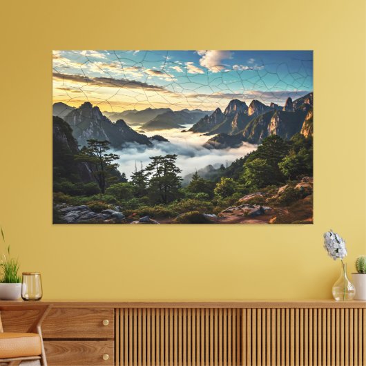 Het Web Over Bergen Canvas Afdruk (Insitu (Woonkamer))