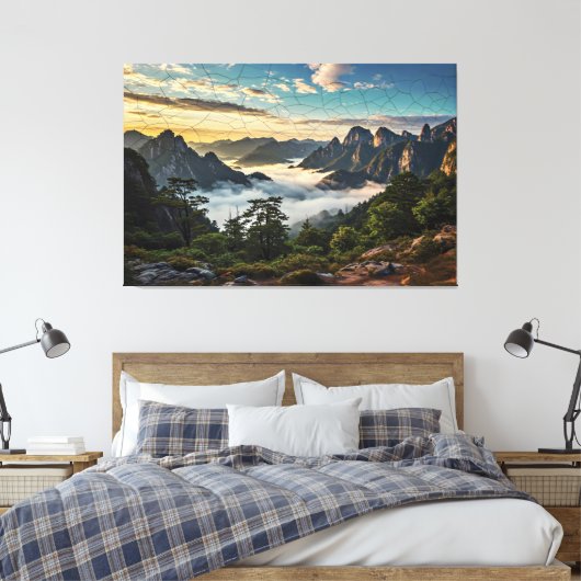Het Web Over Bergen Canvas Afdruk (Insitu (Slaapkamer))