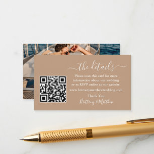 Het Web QR Photo Taupe van Calligraphy Wedding Det Informatiekaartje