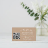 Het Web QR Photo Taupe van Calligraphy Wedding Det Informatiekaartje (Staand voorkant)