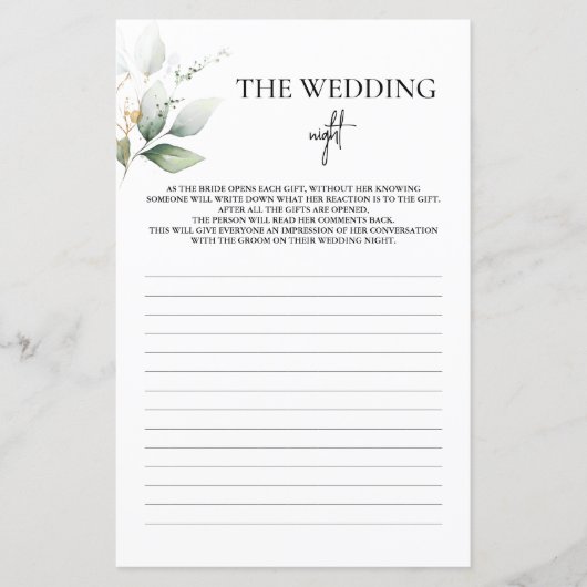 Het 'Weddenschap Night Vrijgezellenfeest Greenery  (Voorkant)