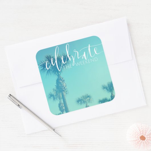 Het weekeinde vieren vierkante sticker (Envelop)