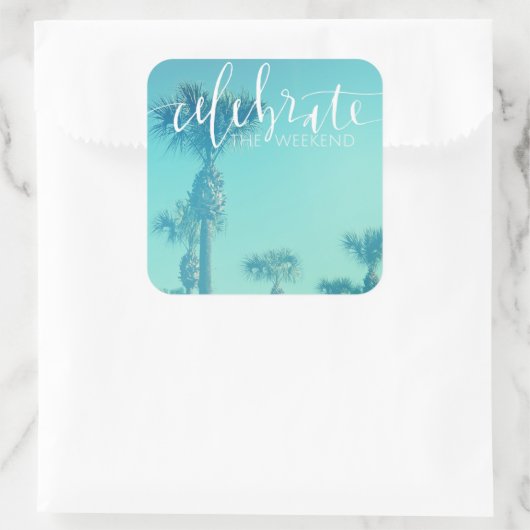 Het weekeinde vieren vierkante sticker (Tas)
