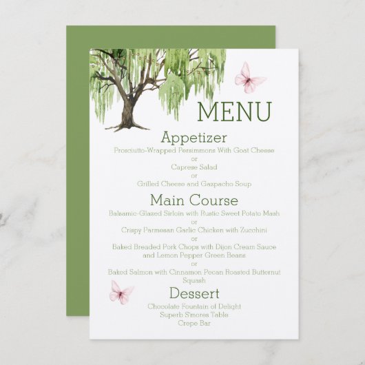 Het weeping Willow Wedding Suite 4,5-inch x 6,25-i Menu (Voorkant / Achterkant)