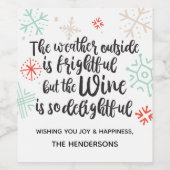 Het weer buiten is angstaanjagend Kerstmis Wijn Etiket (Enkel label)