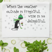 Het weer buiten is angstaanjagend, wijn is heerlij theedoek (Gevouwen)