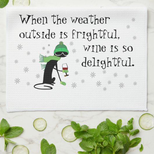 Het weer buiten is angstaanjagend, wijn is heerlij theedoek (Gevouwen)