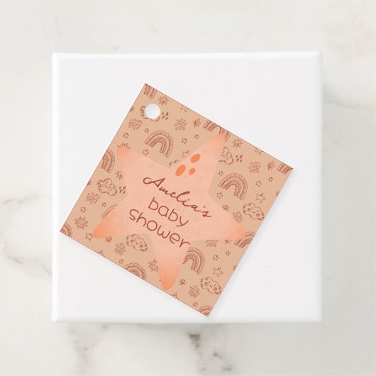 Het weer in baby shower Boho Peachy Bedankjes Labels (In situ)